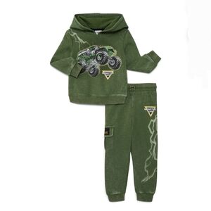 Monster Jam Toddler Boys Hooded Graphic Sweatshirt and Jogger Pants Set, 2-Piece